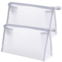 여행용 투명 지퍼 똑딱이 메쉬 파우치 2p