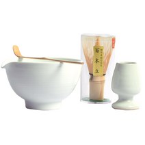 물레 화이트 숙우 L + 차선 + 차선꽂이 + 차시 말차 도구 세트, 혼합색상, 1세트