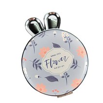 플라워 래빗 콤팩트 손거울, 블루, 1개