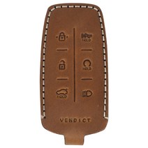 벤딕트 제네시스 GV70/GV80/G80 스마트키 가죽 케이스 6버튼, 레트로 브라운
