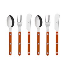 사브르 비스트로 티스푼 + 케이크 포크 + 버터 스프레더 세트, 오렌지, 티스푼 2p + 케이크 포크 2p + 버터 스프레더 2p