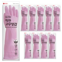 롯데이라이프 착한 고무장갑 대, 핑크, 대(L), 10개