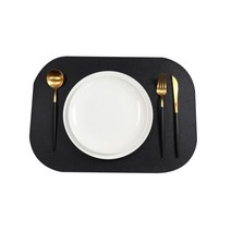 스데스 방수 레더 식탁 매트, 블랙, 32 x 45 cm