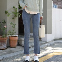 빼빼 여성용 히든밴딩 라이크라스판 올브러쉬워싱 부츠컷 데님 팬츠