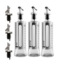 이우아여사 304스텐 유리 오일병 500ml x 3p + 스텐뚜껑 3p + 스티커, 1세트