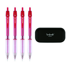자바펜 나노라인 펜 0.3mm 4p + 펜트레이 세트, 빨강, 1세트