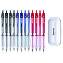 자바펜 나노라인 펜 0.3mm 3종 x 4p + 펜트레이 세트, 검정, 파랑, 빨강(펜), 블랙(펜트레이), 1세트