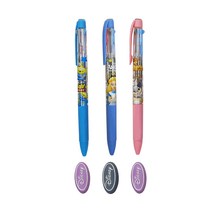 디즈니 캐릭터 지워지는 3색 볼펜 0.5mm 3종 + 지우개 3종 세트, 알린, 앨리스, 밤비(펜), 랜덤발송(지우개), 1세트