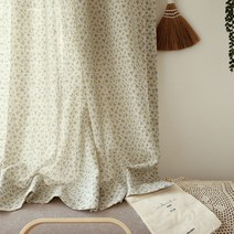 마리엔젤 빈티지 린플라워 린넨텐셀 가리개 거실커튼 봉집형