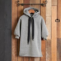 토리동동 여아용 기모 후드 롱 원피스