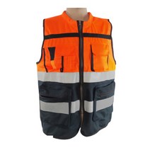 미화부장 투컬러 네크라인 형광 안전 반사조끼 02 주황색, 1개