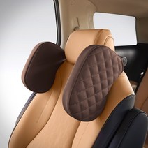 케이엠모터스 카니발 KA4 차량용 헤드레스트 메모리폼 퀼팅 머리 받침대, 브라운, 1개