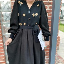 페이퍼먼츠 뜨개 꽃 자수 니트 롱 원피스 00915