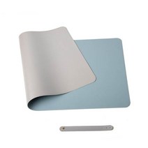 라벤더 라이탄 가죽 투톤 방수 차선 장패드 80 x 40 cm + 버클 스트랩, 80x40cm, 실버 + 블루