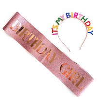 컬러레니 머리띠 + 어깨띠 A세트, 어깨띠(핑크), 1세트