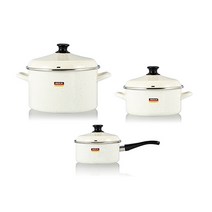 햄튼 법랑 냄비 3종 세트, VNC (바닐라크림), 편수냄비 18cm + 양수냄비 20cm + 깊은양수냄비 24cm