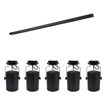 원하 레일 1m + LED 원통 5구 볼구 숏타입 전구색 세트, 블랙