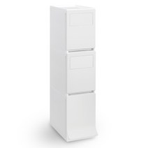 라이피스트 디큐브 가정용 분리수거함 페달형 3단, 화이트 + 화이트 + 화이트, 1개