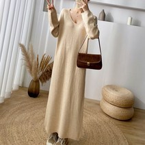 에스텔라 니트 롱 스커트 브이넥 임산부 원피스 wim335