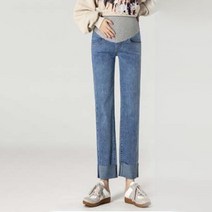 롤업 스판 데님 임산부 바지