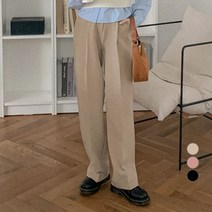 베러스윗 여성용 핀턱 와이드 버튼 슬랙스