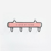 써니코스트 아이러브홈 나무 벽걸이 4후크, 핑크, 1개