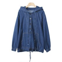 박시 스트링 데님 후드 티셔츠 T9261K23
