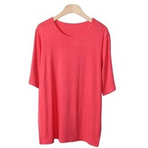 무지 여성용 찰랑 라운드 반팔 티셔츠 T9275K23