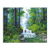 디클레어 3D DIY 보석십자수 캔버스형 특대형 60X75cm, 60X75 여름계곡_특대형, 1세트
