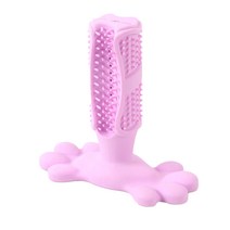 다온마켓 반려동물 탄성고무 어금니 칫솔 씹는 장난감 칫솔, 1개, 핑크