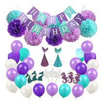 이자벨홈 머메이드 인어 생일파티용품 장식 패키지 풀세트, 혼합색상, 1세트