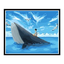 순잠 깜찍 모던 수채화 유채화 개릭터 그림그리기 DIY 세트 40 x 50 x 2.5 cm, 37 리얼리티 마린 돌핀