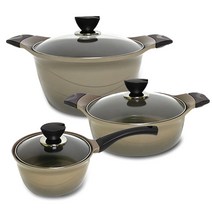 퀸센스 델라 세라믹 냄비 세트 3종, 편수 18cm + 양수 26cm + 전골 24cm