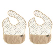 플리에 배색 방수 이유식 턱받이, 2개, 52 화이트베이지별