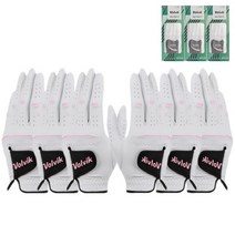 볼빅 여성용 VAJB 프리미엄 극세사 합피 골프장갑 양손 3세트, 화이트