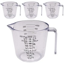 이홈베이킹 눈금 계량컵 4p, 혼합색상, 600ml