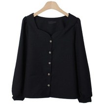 블러셤 스퀘어넥 버튼 퍼프 긴팔 블라우스 cpbl4760k27