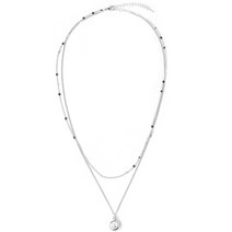 앵브록스 여성용 pearl clip layered silver necklace