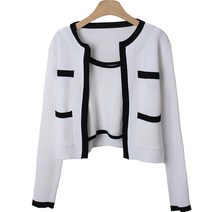 플랜데이 라인 배색 크롭 나시 긴팔 가디건 세트