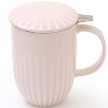 ZEN 플리츠 티머그 480ml + 뚜껑 + 스테인리스 필터 세트, 1세트, 베리핑크