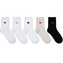 박군 여성용 하트 중목 양말 5족 세트