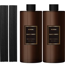쿤달 퍼퓸 디퓨저 베이직 리필 500ml x 2p + 섬유스틱 14p 세트, 블랙체리