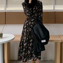 페이퍼먼츠 빅사이즈 터틀넥 레이어드 플라워 원피스 02752