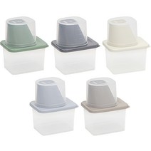 이지앤프리 클린킵 잡곡통 냉장고정리용기 385ml x 5종 세트, 화이트, 그린, 우드그레이, 오션그레이, 블루