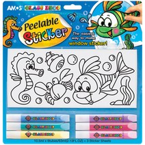 아모스 스티커 물고기 글라스데코, 파랑, 초록, 스파클노랑, 보라, 빨강, 스파클분홍, 1개