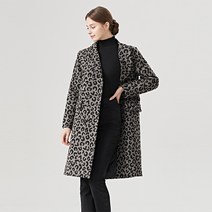 탱커스 여성용 카라 더블 버튼 호피 패턴 누빔 롱 코트 TU3CT001L0