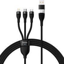 베이스어스 플래쉬시리즈2 2 for 3 고속 충전케이블 100W, 1.2m, 블랙, 1개