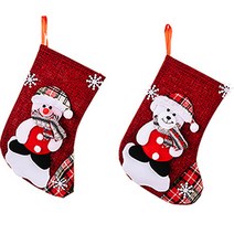 큐티 크리스마스 캐릭터 포인트 양말 선물 주머니 2p, 눈사람, 곰