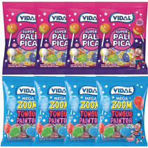 비달 롤리팝 파티팩 수퍼 팔리피카 필드 위드 버블껌 캔디 105g x 4p + 메가줌 페인터 캔디 125g x 4p 세트, 1세트