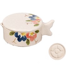 리즈제이니 대용량 물고기 먹그릇 커버 포함 04 모란 세라믹 잉크 풀, 1개